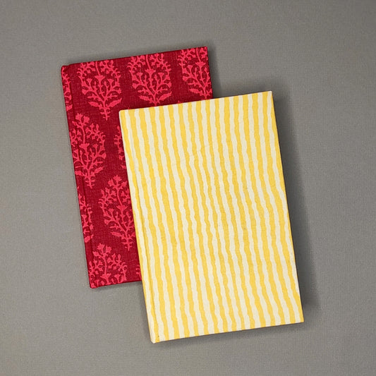 Set of 2 - Sanganeri Yellow and Red Journals