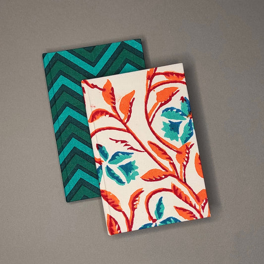 Set of 2 - Sanganeri Floral and Green Journals