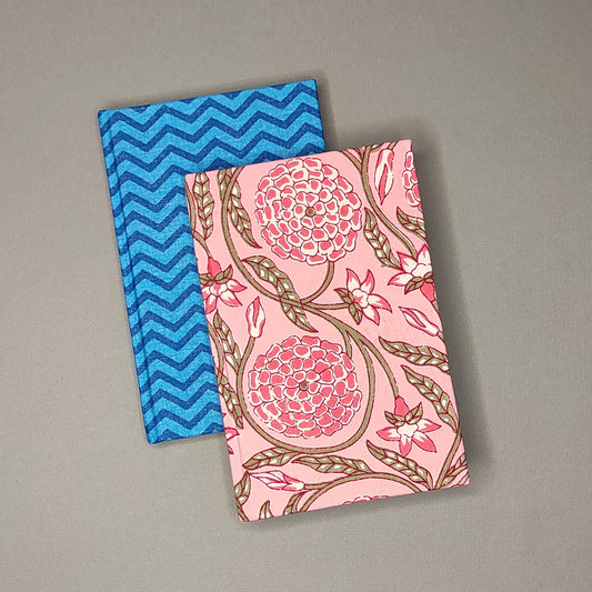 Set of 2 - Sanganeri Pink and Blue Journals